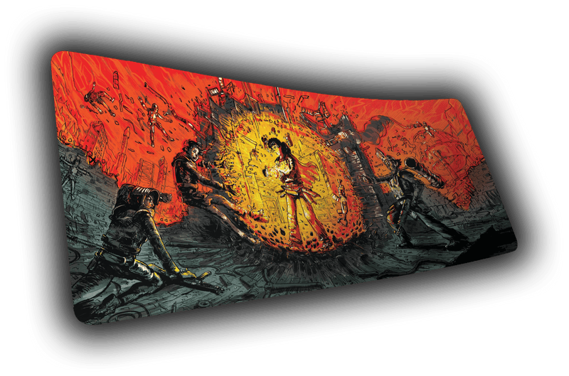 Rust desk mats from Epic Desk, officially licensed art, on PropBuilds