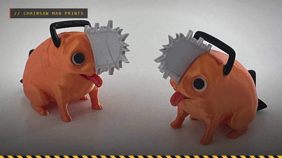 Two 3D printed Pochita figures from Chainsaw Man, by CalebTimoteo