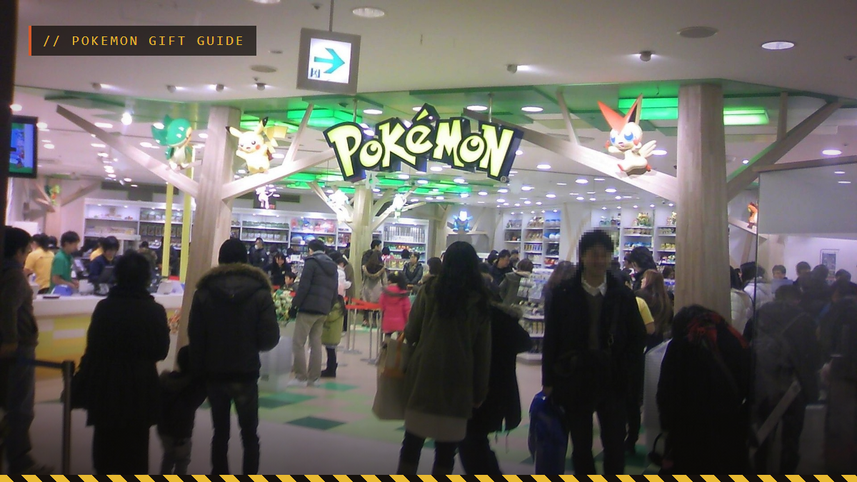 Shoppers outside the Pokémon Center Tohoku store, Pokémon gift guide header