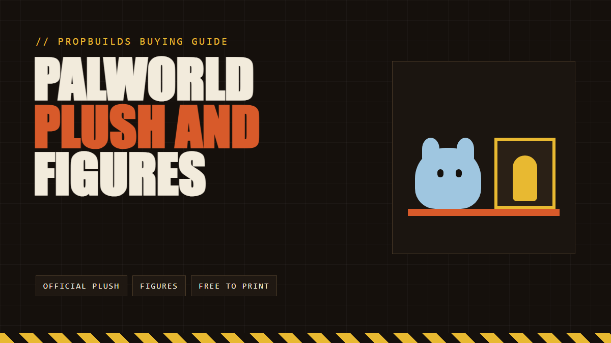 Palworld plush and figures, an original PropBuilds title card