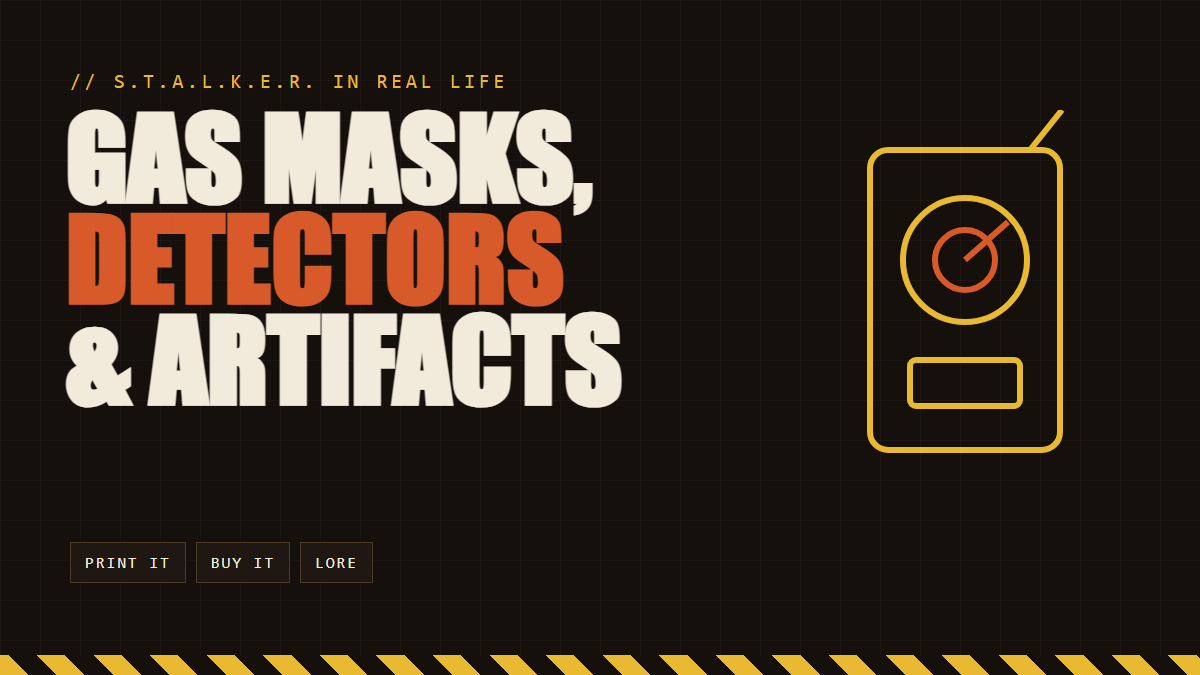 S.T.A.L.K.E.R. gas mask and detector props, original PropBuilds title card