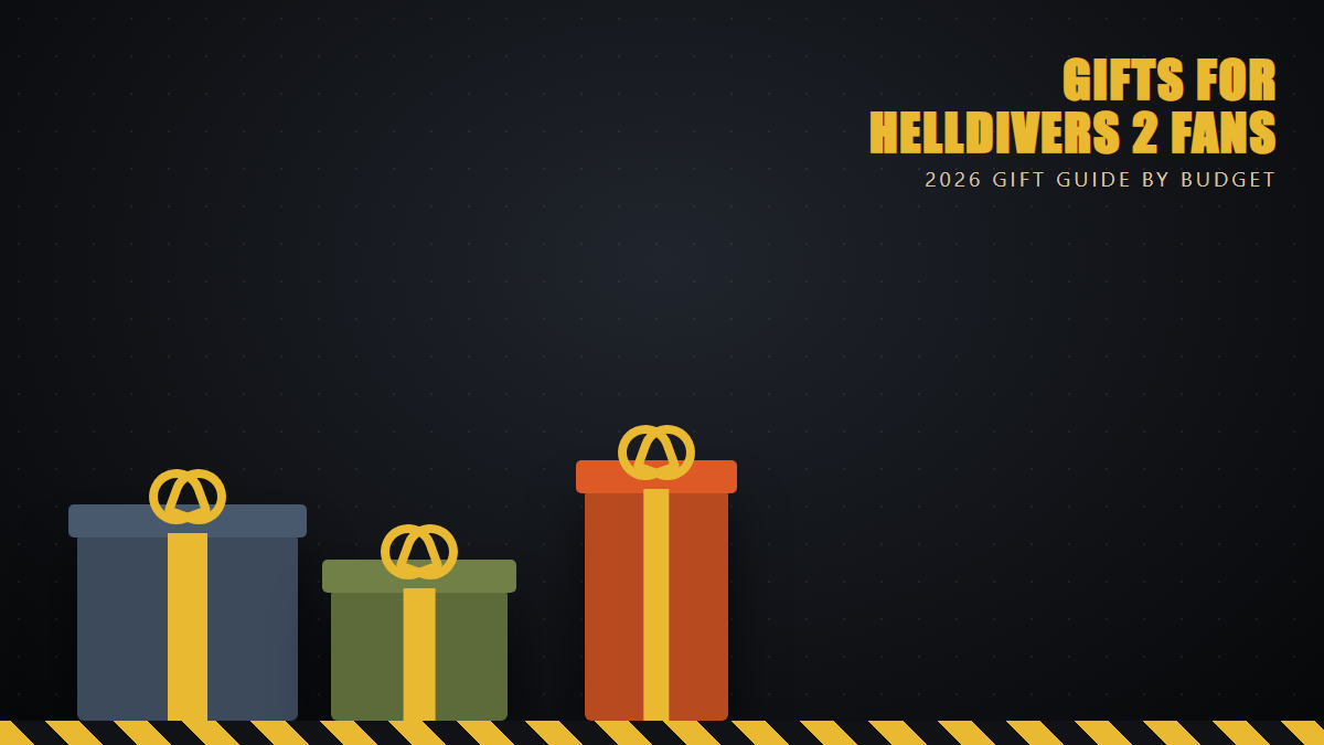 Gifts for Helldivers 2 Players 2026: Helldivers 2 Merch by Budget: original PropBuilds illustration of wrapped gift boxes