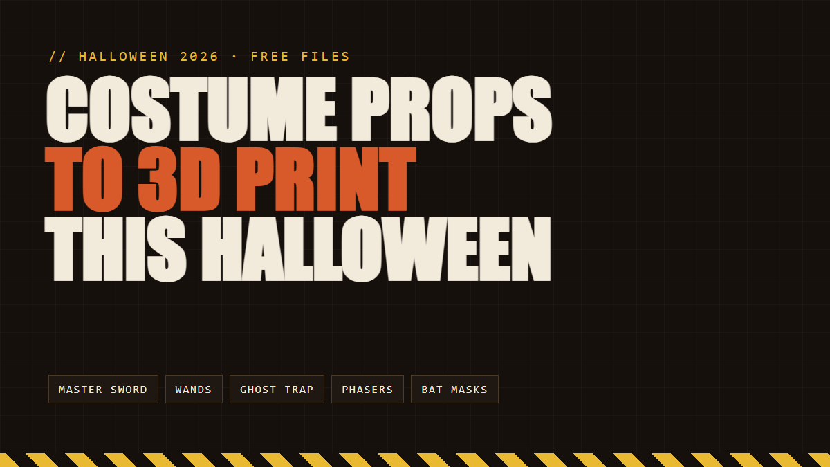 Halloween costume props to 3D print, original PropBuilds title card
