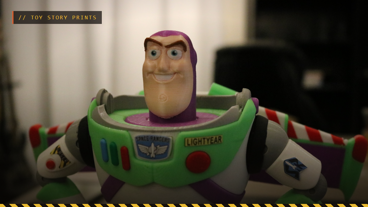 A 3D printed multi-color Buzz Lightyear figure, by ChelsCCT