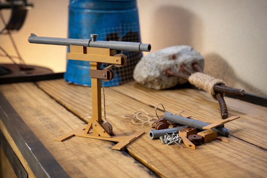 Rust shotgun trap DIY build kit with parts shown before assembly