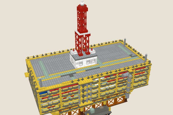 The model at the end of bag 8, Drill floor and derrick